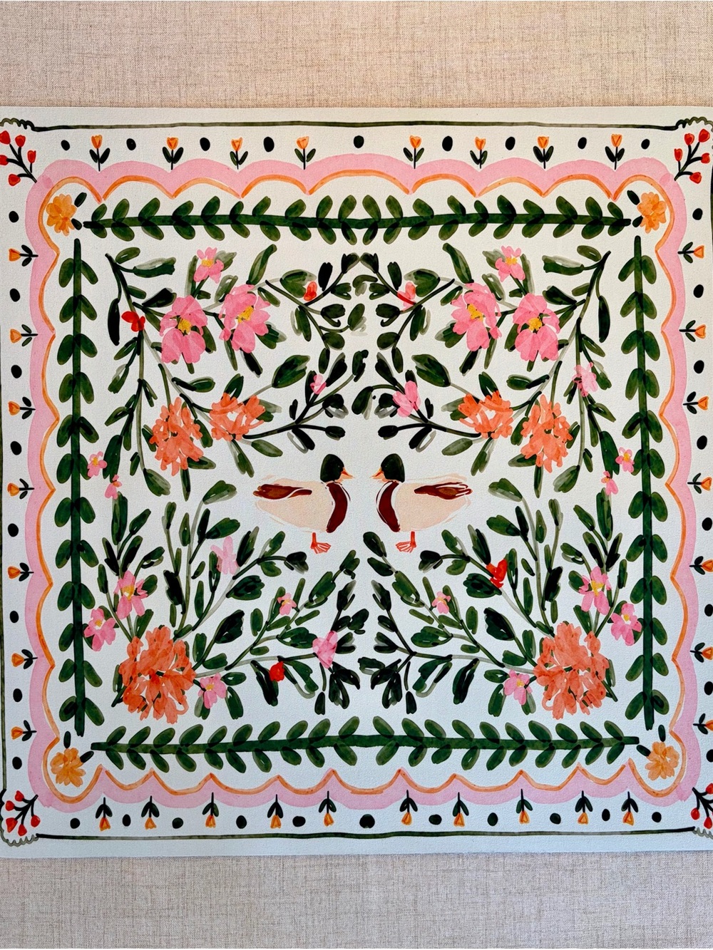 Beautiful, Felted Mahjong Mat 🌸🍃🧡🌷